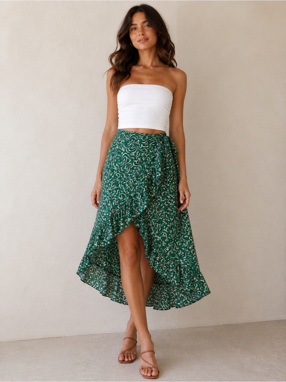 Max Studio Green Floral High-Low Wrap Skirt NWT Size XL - Picture 1 of 8